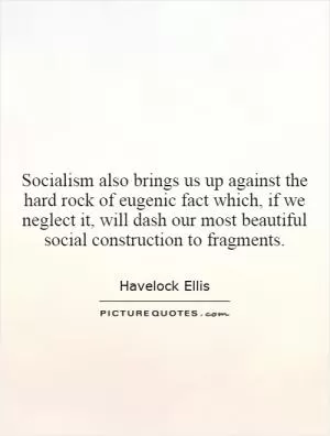 Socialism also brings us up against the hard rock of eugenic fact which, if we neglect it, will dash our most beautiful social construction to fragments Picture Quote #1