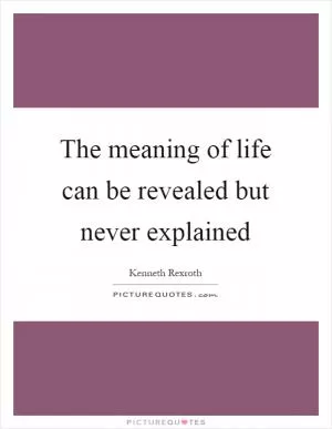 The meaning of life can be revealed but never explained Picture Quote #1