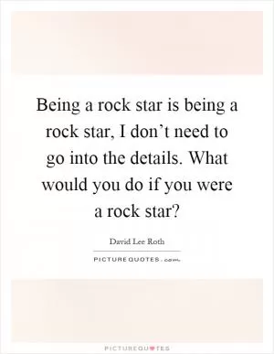Being a rock star is being a rock star, I don’t need to go into the details. What would you do if you were a rock star? Picture Quote #1