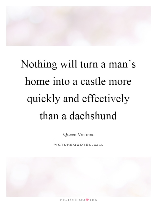 Nothing will turn a man's home into a castle more quickly and effectively than a dachshund Picture Quote #1