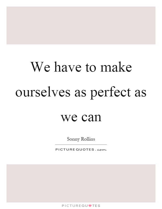 We have to make ourselves as perfect as we can Picture Quote #1