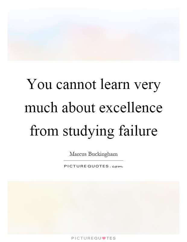 You cannot learn very much about excellence from studying failure Picture Quote #1