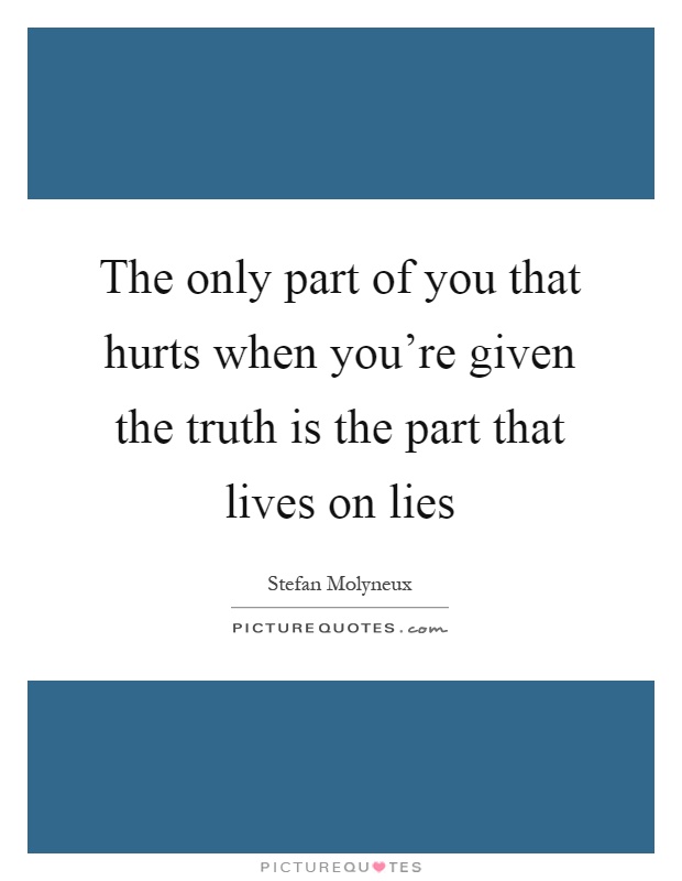 The only part of you that hurts when you're given the truth is the part that lives on lies Picture Quote #1