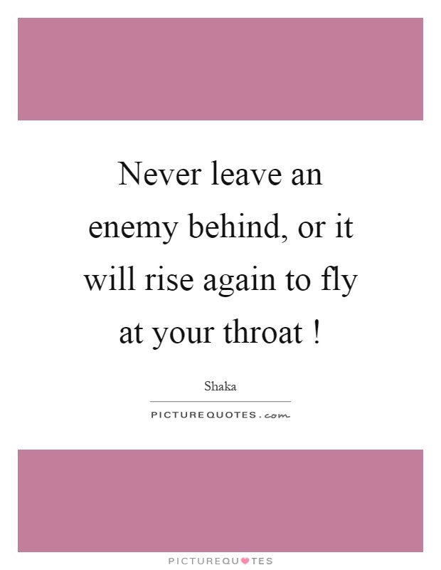 Never leave an enemy behind, or it will rise again to fly at your throat! Picture Quote #1