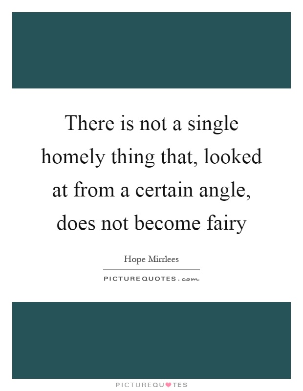There is not a single homely thing that, looked at from a certain angle, does not become fairy Picture Quote #1