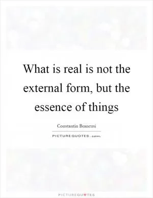 What is real is not the external form, but the essence of things Picture Quote #1