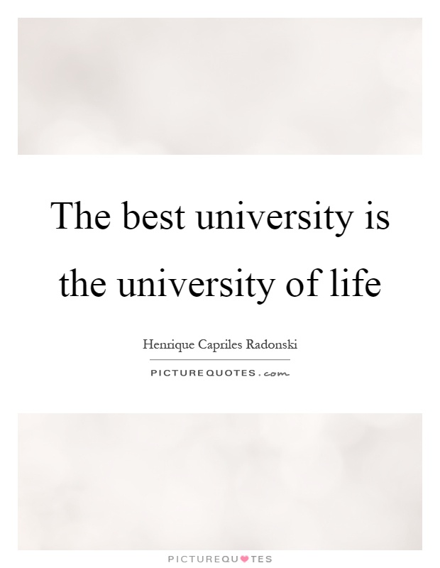 The best university is the university of life Picture Quote #1