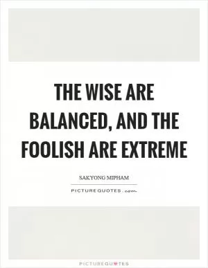 The wise are balanced, and the foolish are extreme Picture Quote #1