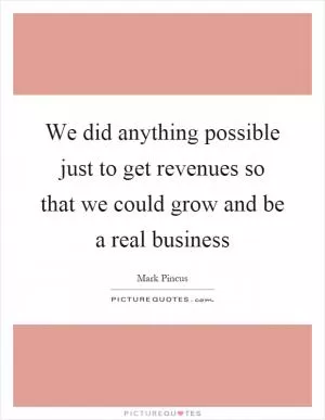 We did anything possible just to get revenues so that we could grow and be a real business Picture Quote #1