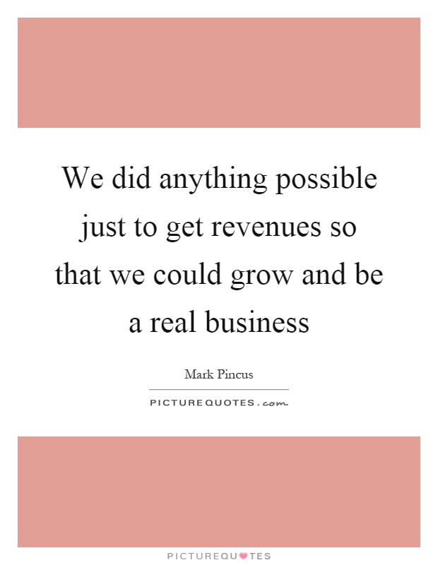 We did anything possible just to get revenues so that we could grow and be a real business Picture Quote #1