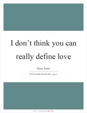 I don’t think you can really define love Picture Quote #1