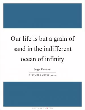 Our life is but a grain of sand in the indifferent ocean of infinity Picture Quote #1