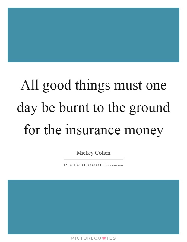 All good things must one day be burnt to the ground for the insurance money Picture Quote #1