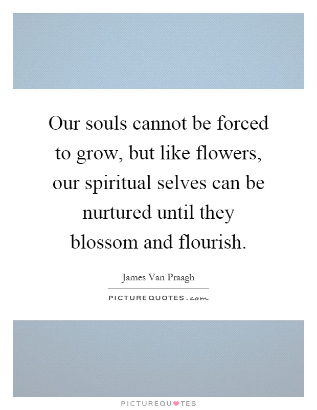 Our souls cannot be forced to grow, but like flowers, our spiritual selves can be nurtured until they blossom and flourish Picture Quote #1