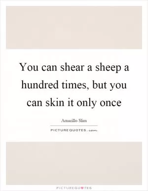 You can shear a sheep a hundred times, but you can skin it only once Picture Quote #1