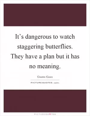 It’s dangerous to watch staggering butterflies. They have a plan but it has no meaning Picture Quote #1