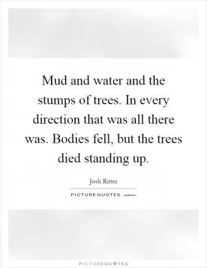 Mud and water and the stumps of trees. In every direction that was all there was. Bodies fell, but the trees died standing up Picture Quote #1