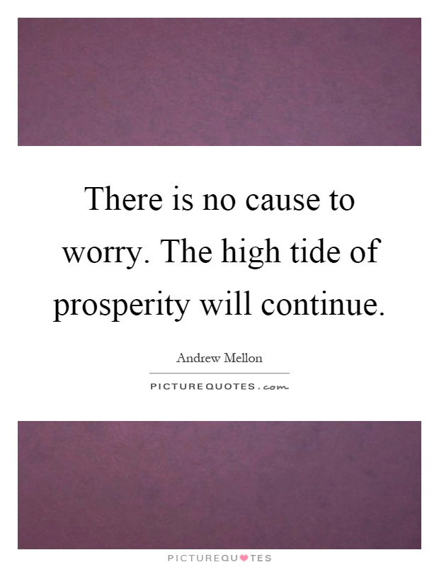 There is no cause to worry. The high tide of prosperity will continue Picture Quote #1