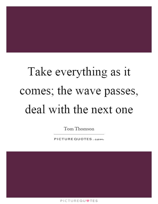 Take everything as it comes; the wave passes, deal with the next one Picture Quote #1