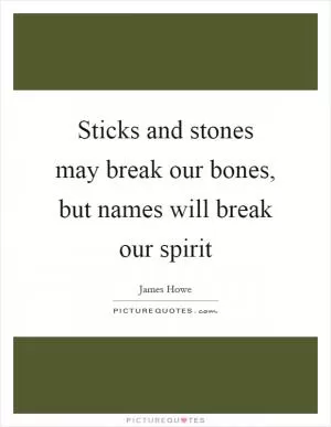 Sticks and stones may break our bones, but names will break our spirit Picture Quote #1