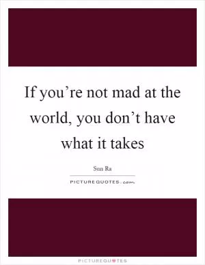 If you’re not mad at the world, you don’t have what it takes Picture Quote #1
