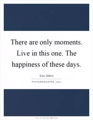 There are only moments. Live in this one. The happiness of these days Picture Quote #1