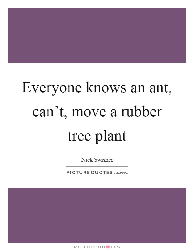 Everyone knows an ant, can't, move a rubber tree plant Picture Quote #1