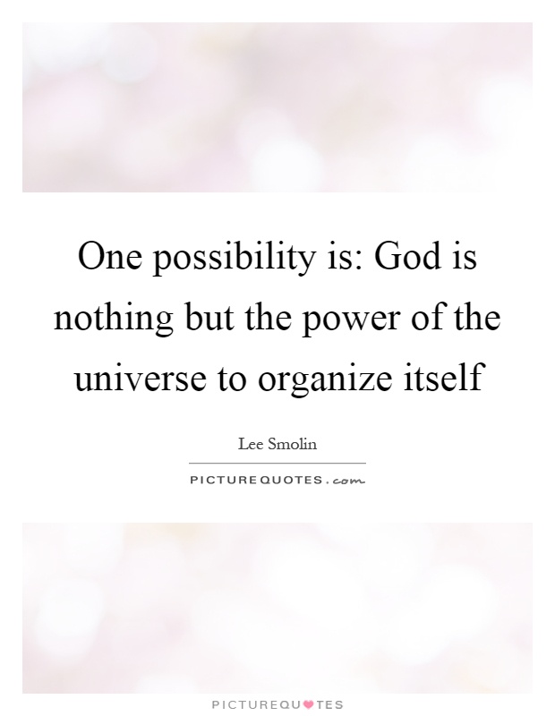 One possibility is: God is nothing but the power of the universe to organize itself Picture Quote #1