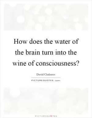 How does the water of the brain turn into the wine of consciousness? Picture Quote #1