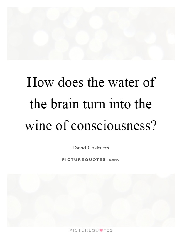 How does the water of the brain turn into the wine of consciousness? Picture Quote #1