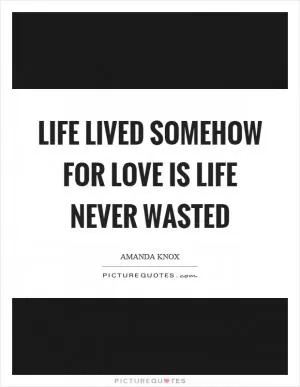 Life lived somehow for love is life never wasted Picture Quote #1