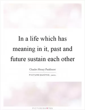 In a life which has meaning in it, past and future sustain each other Picture Quote #1