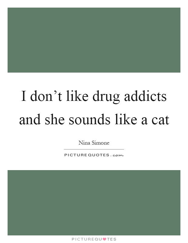 I don't like drug addicts and she sounds like a cat Picture Quote #1