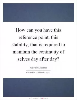 How can you have this reference point, this stability, that is required to maintain the continuity of selves day after day? Picture Quote #1