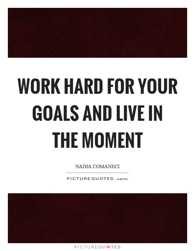 Work hard for your goals and live in the moment Picture Quote #1