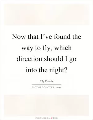 Now that I’ve found the way to fly, which direction should I go into the night? Picture Quote #1