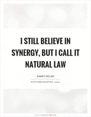 I still believe in synergy, but I call it natural law Picture Quote #1