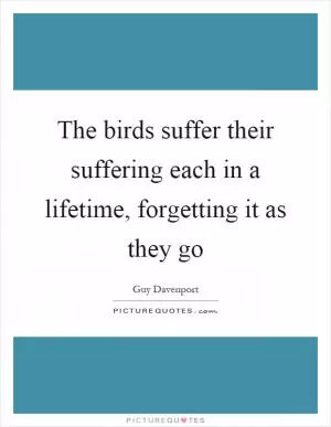 The birds suffer their suffering each in a lifetime, forgetting it as they go Picture Quote #1