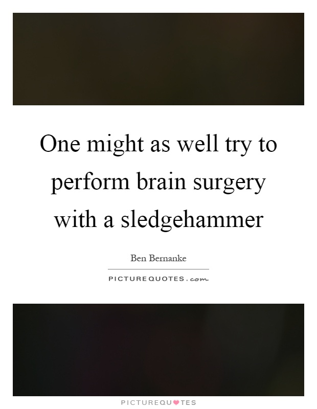 One might as well try to perform brain surgery with a sledgehammer Picture Quote #1