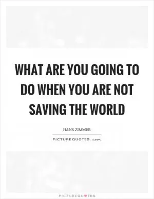 What are you going to do when you are not saving the world Picture Quote #1
