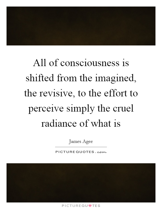 All of consciousness is shifted from the imagined, the revisive, to the effort to perceive simply the cruel radiance of what is Picture Quote #1