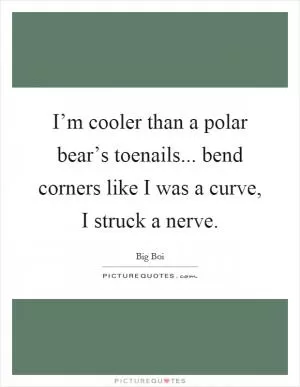 I’m cooler than a polar bear’s toenails... bend corners like I was a curve, I struck a nerve Picture Quote #1