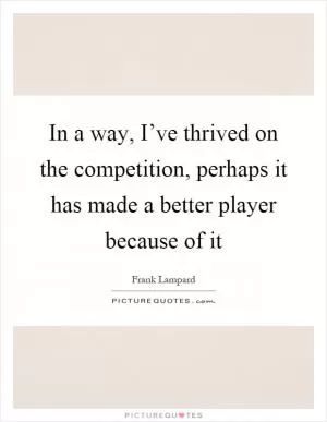 In a way, I’ve thrived on the competition, perhaps it has made a better player because of it Picture Quote #1