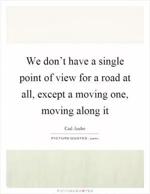 We don’t have a single point of view for a road at all, except a moving one, moving along it Picture Quote #1