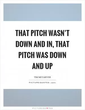 That pitch wasn’t down and in, that pitch was down and up Picture Quote #1