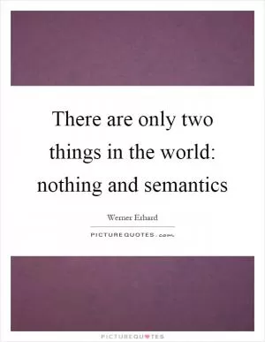 There are only two things in the world: nothing and semantics Picture Quote #1