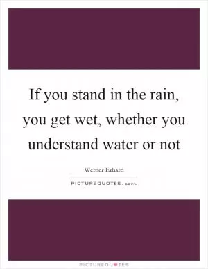 If you stand in the rain, you get wet, whether you understand water or not Picture Quote #1
