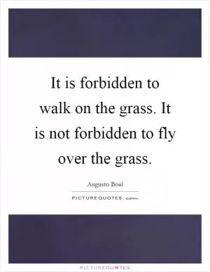 It is forbidden to walk on the grass. It is not forbidden to fly over the grass Picture Quote #1