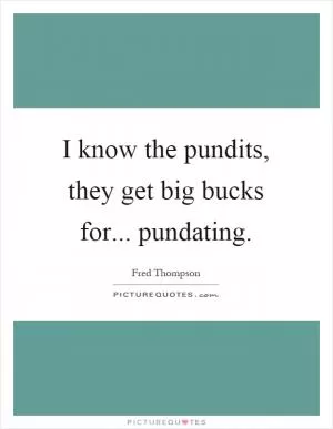 I know the pundits, they get big bucks for... pundating Picture Quote #1