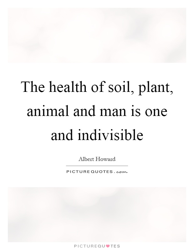 The health of soil, plant, animal and man is one and indivisible Picture Quote #1
